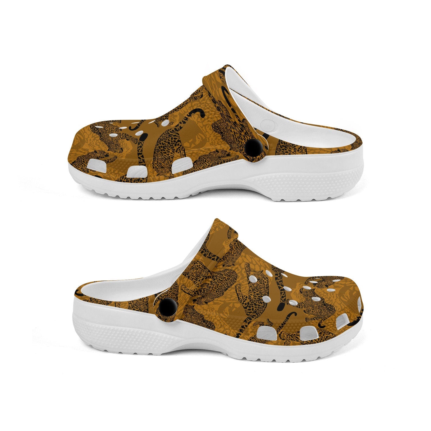 hippieartzone - Wild Leopard Print Pattern Clogs for Men and Women