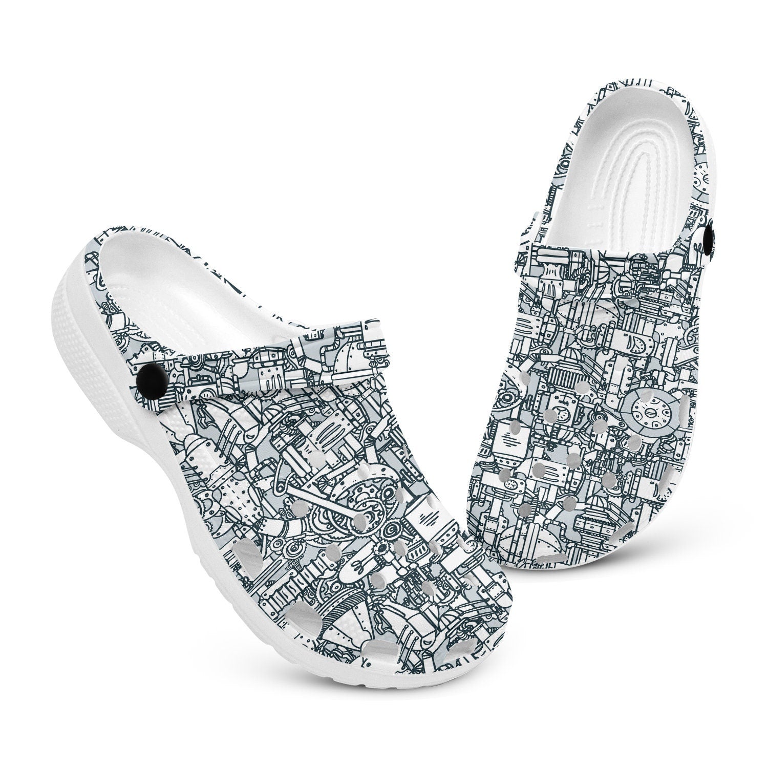 hippieartzone - Black and White Steampunk Clogs for Men and Women