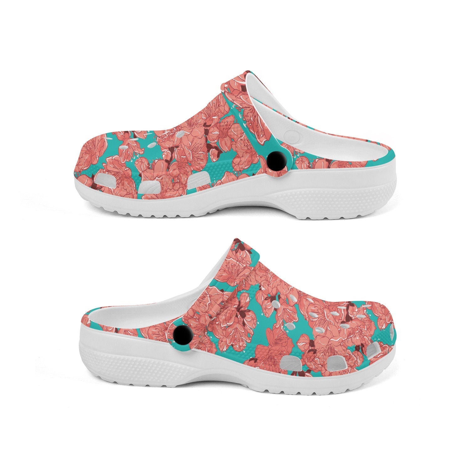 hippieartzone - Floral Cherry Blossom Sakura Clogs for Men and Women