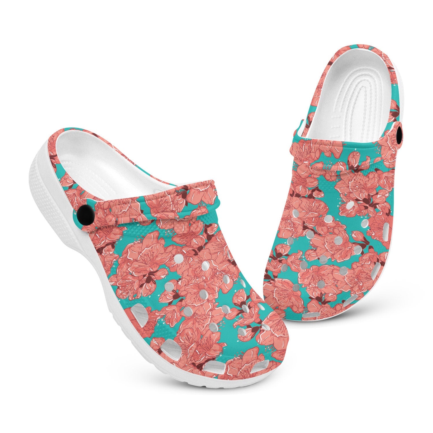 hippieartzone - Floral Cherry Blossom Sakura Clogs for Men and Women