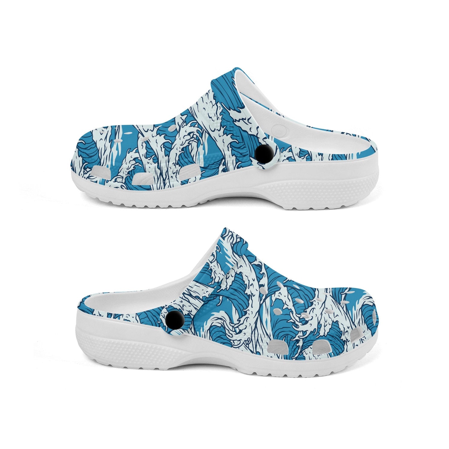 hippieartzone - Japanese Sea Wave Pattern Clogs for Men and Women, printed clogs, , 