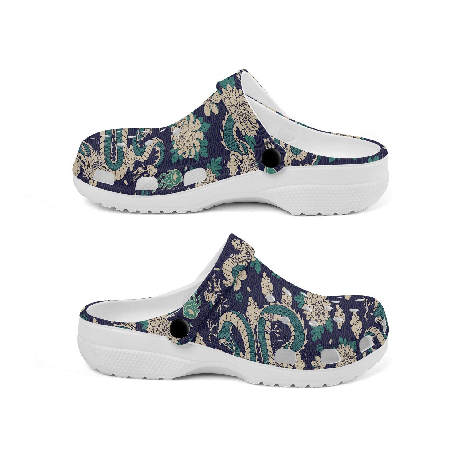 hippieartzone - Oriental Traditional Japanese Dragon Clogs for Men and Women, printed clogs, , 