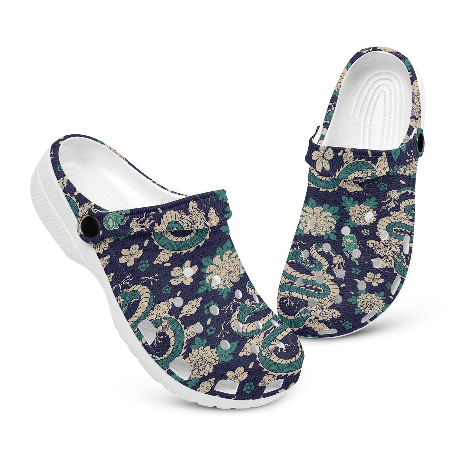 hippieartzone - Oriental Traditional Japanese Dragon Clogs for Men and Women, printed clogs, , 