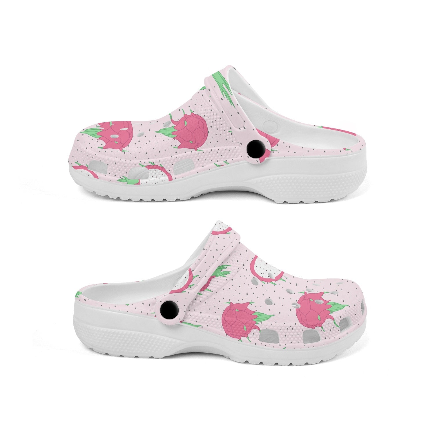 hippieartzone - Pink Fruit Dragonfruit Clogs for Men and Women, printed clogs, , 