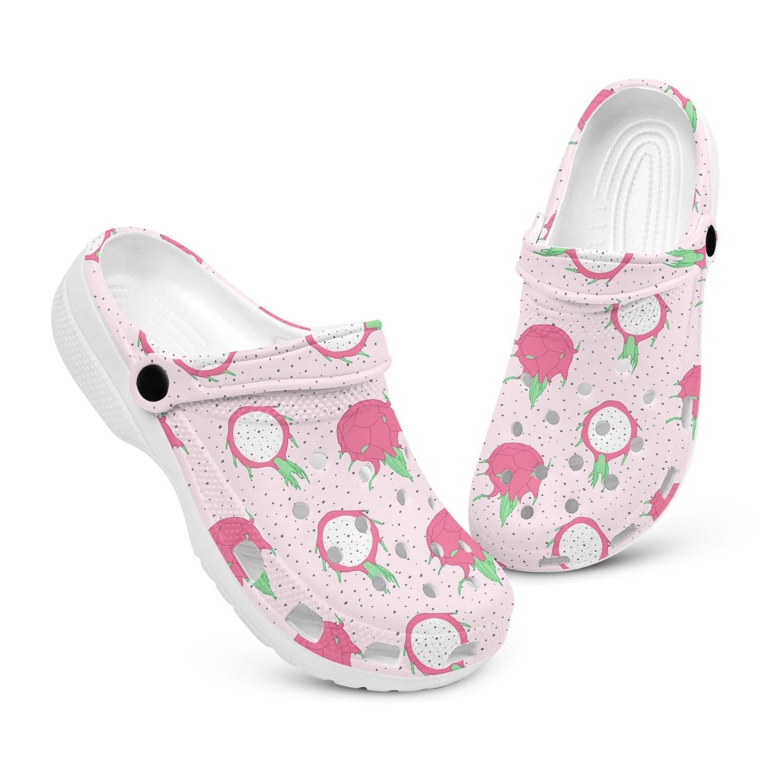 hippieartzone - Pink Fruit Dragonfruit Clogs for Men and Women, printed clogs, , 