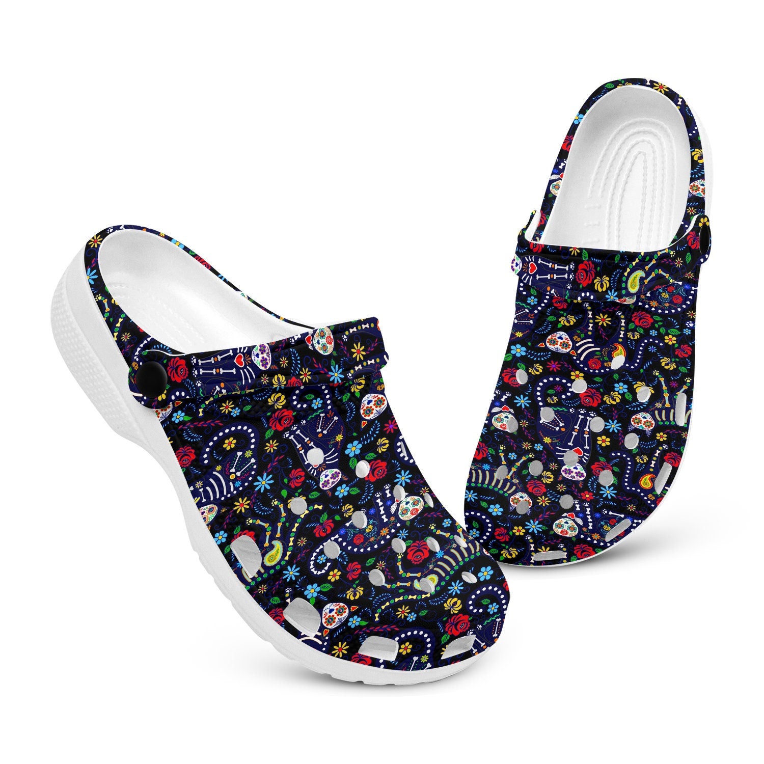 hippieartzone - Calavera Cats and Sugar Skulls Clogs for Men and Women, printed clogs, , 