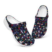 hippieartzone - Calavera Cats and Sugar Skulls Clogs for Men and Women, printed clogs, , 