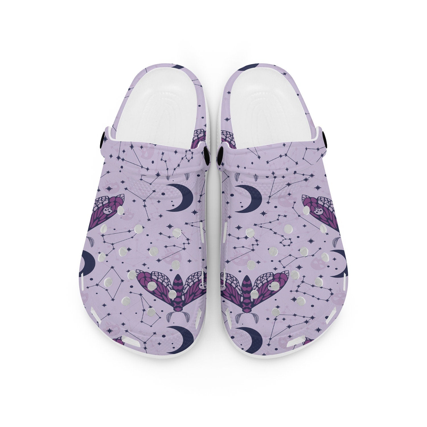 hippieartzone - Dead Head Butterfly Moon Goth Clogs for Men and Women, printed clogs, , 