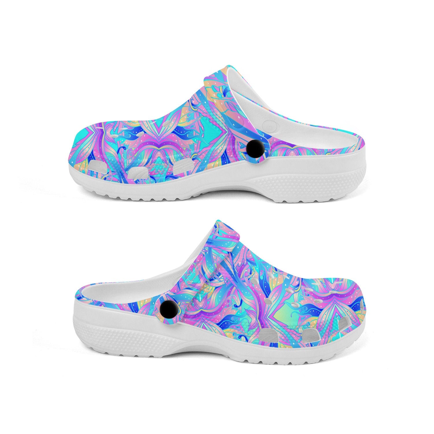 hippieartzone - Magical Fairy Wings Festival Rave Clogs for Men and Women, printed clogs, , 