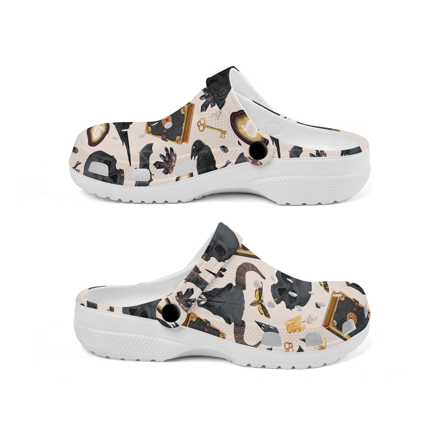 hippieartzone - Raven and Magic Book Gothic Clogs for Men and Women, printed clogs, , 