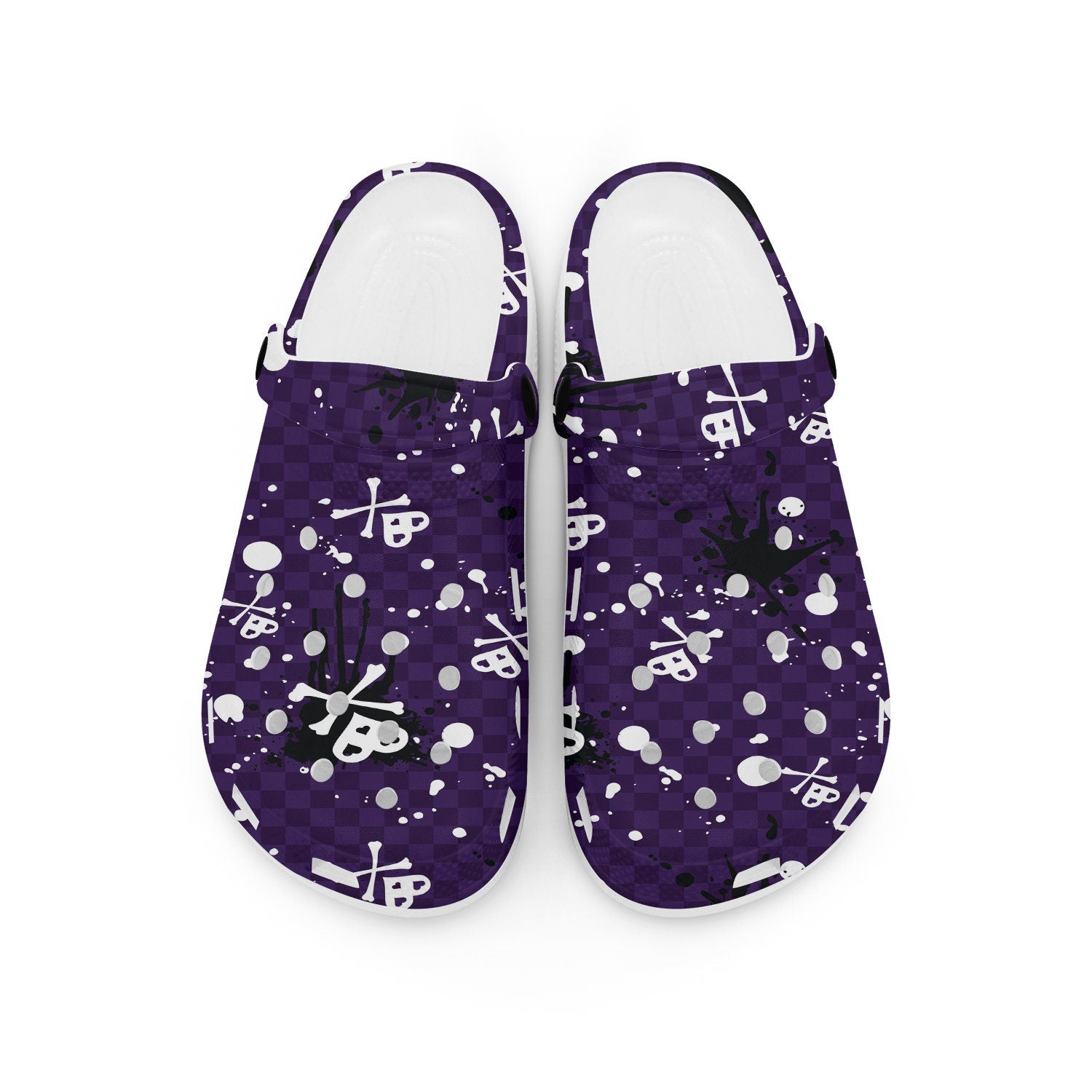hippieartzone - Urban Skull Checkered Gothic Punk Clogs for Men and Women, printed clogs, , 