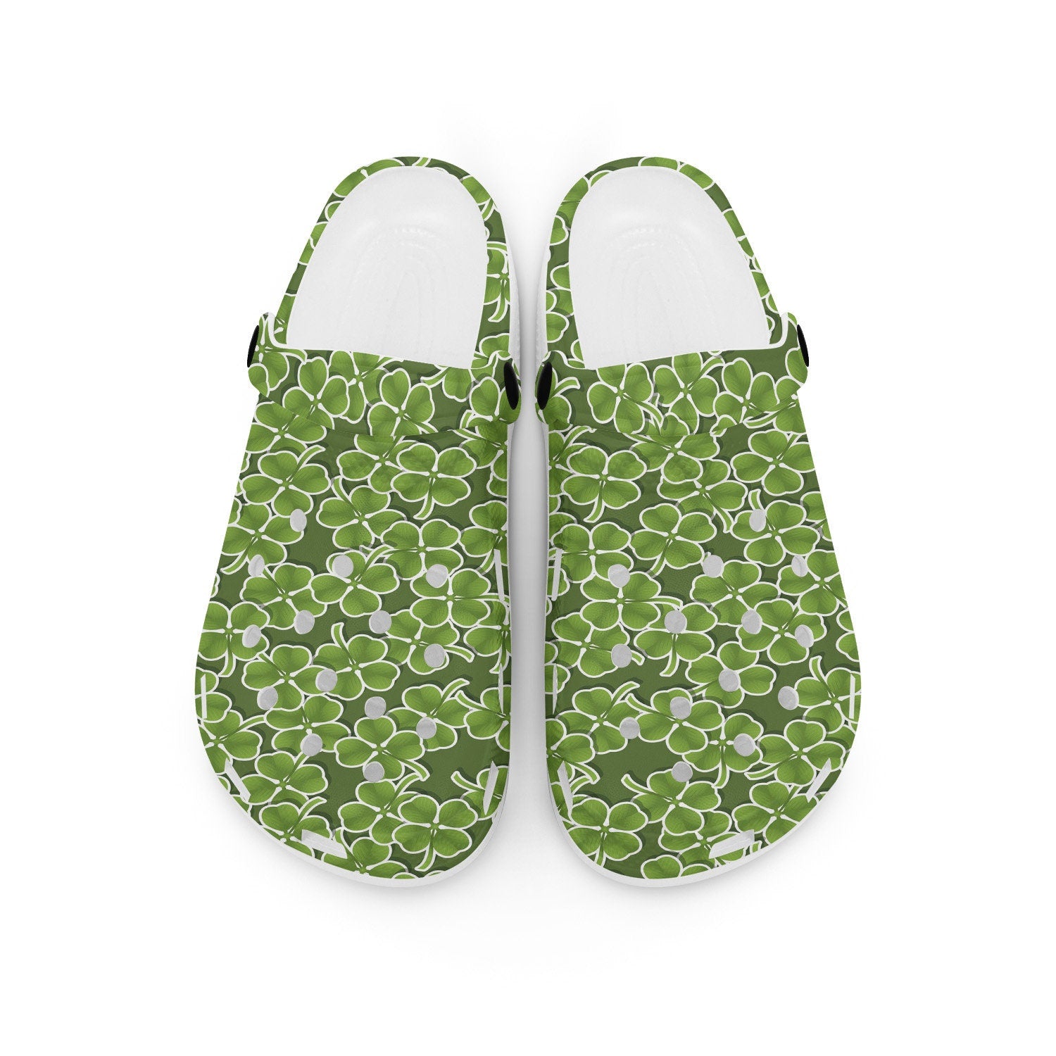 hippieartzone - Lucky Four Leaf Clover Clogs for Men and Women, printed clogs, , , custom painted clogs, design your own