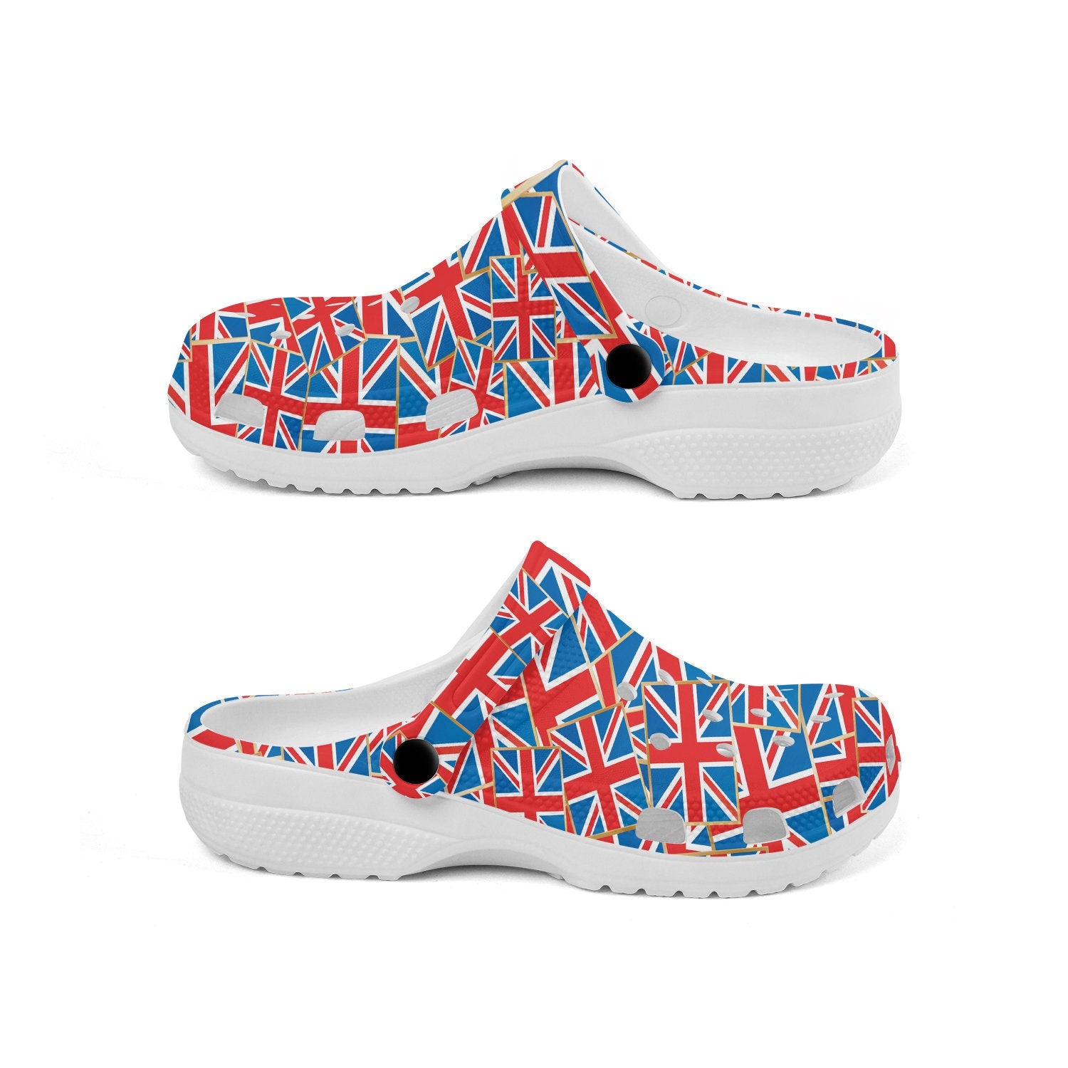 hippieartzone - United Kingdom UK Flag Pattern Clogs for Men and Women, printed clogs, , , uk flag print shoes, mules