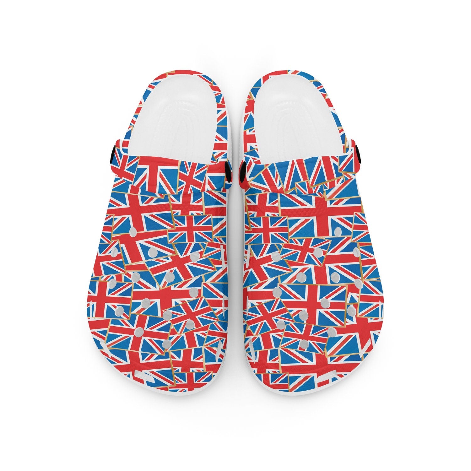 hippieartzone - United Kingdom UK Flag Pattern Clogs for Men and Women, printed clogs, , , uk flag print shoes, mules