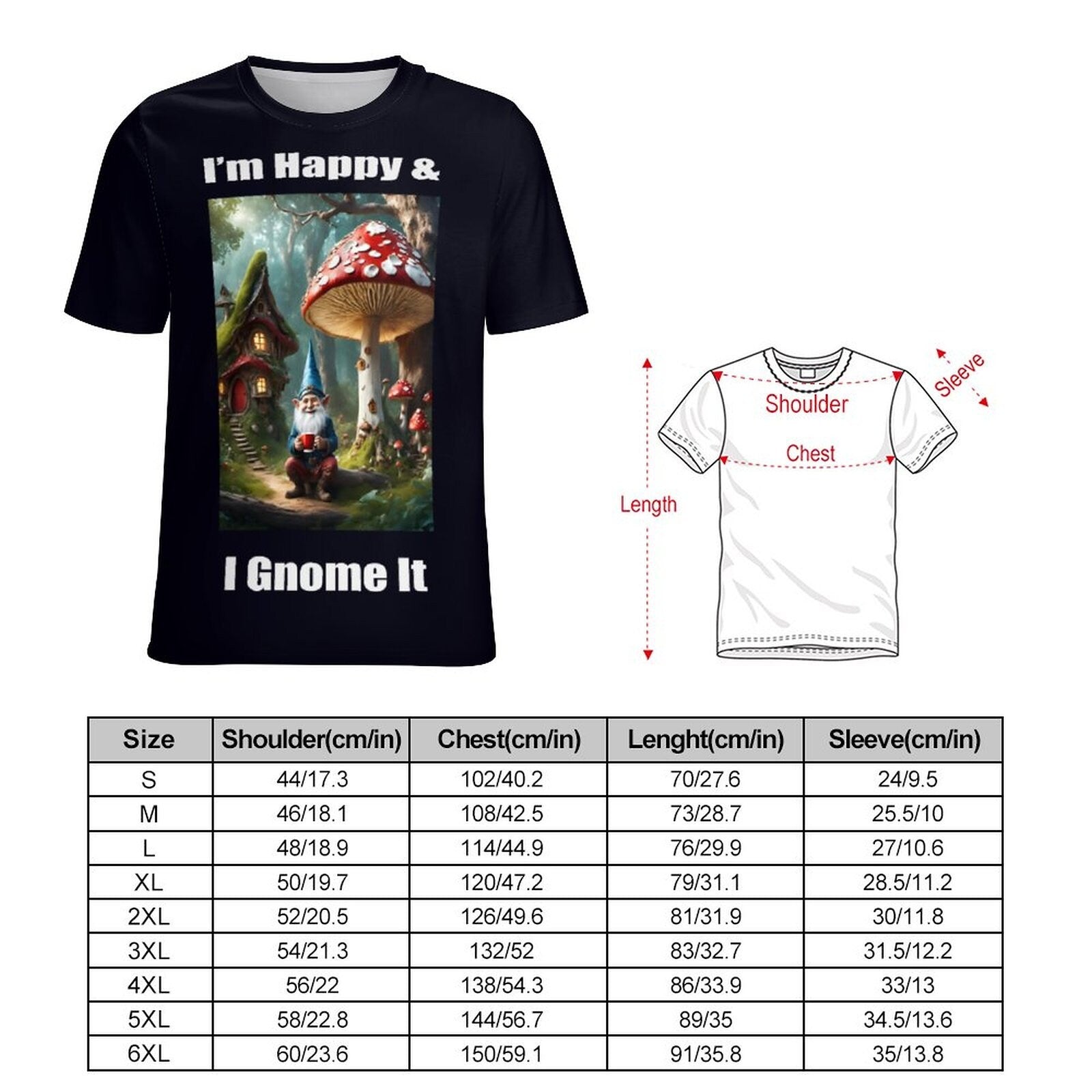 hippieartzone - Gnome Shirt For Sale by Swaggy Shirts of Etsy, I'm Happy and I Gnome It T-Shirt, Gnome Graphic Tees, Funny Gnome T-shirt, Men's Gnome Shirt