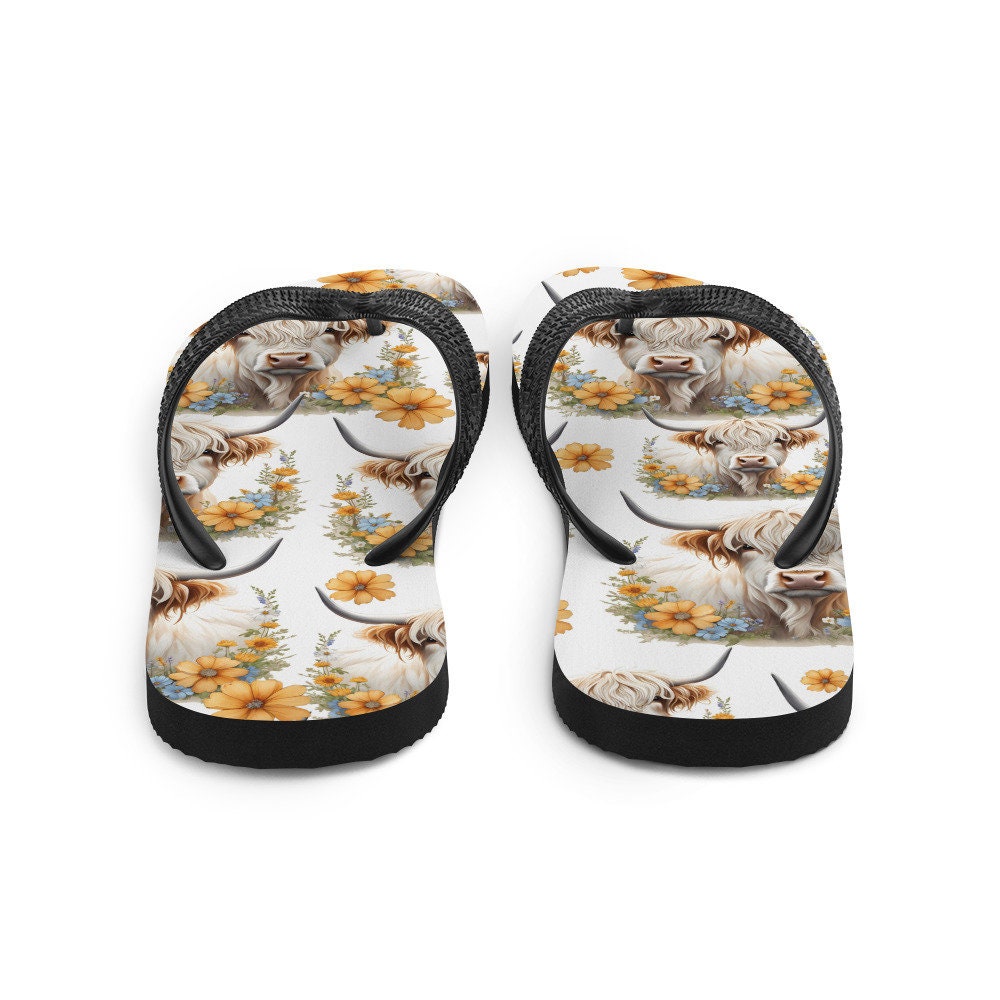 hippieartzone - For the Love of Highland Cows Flip-Flops