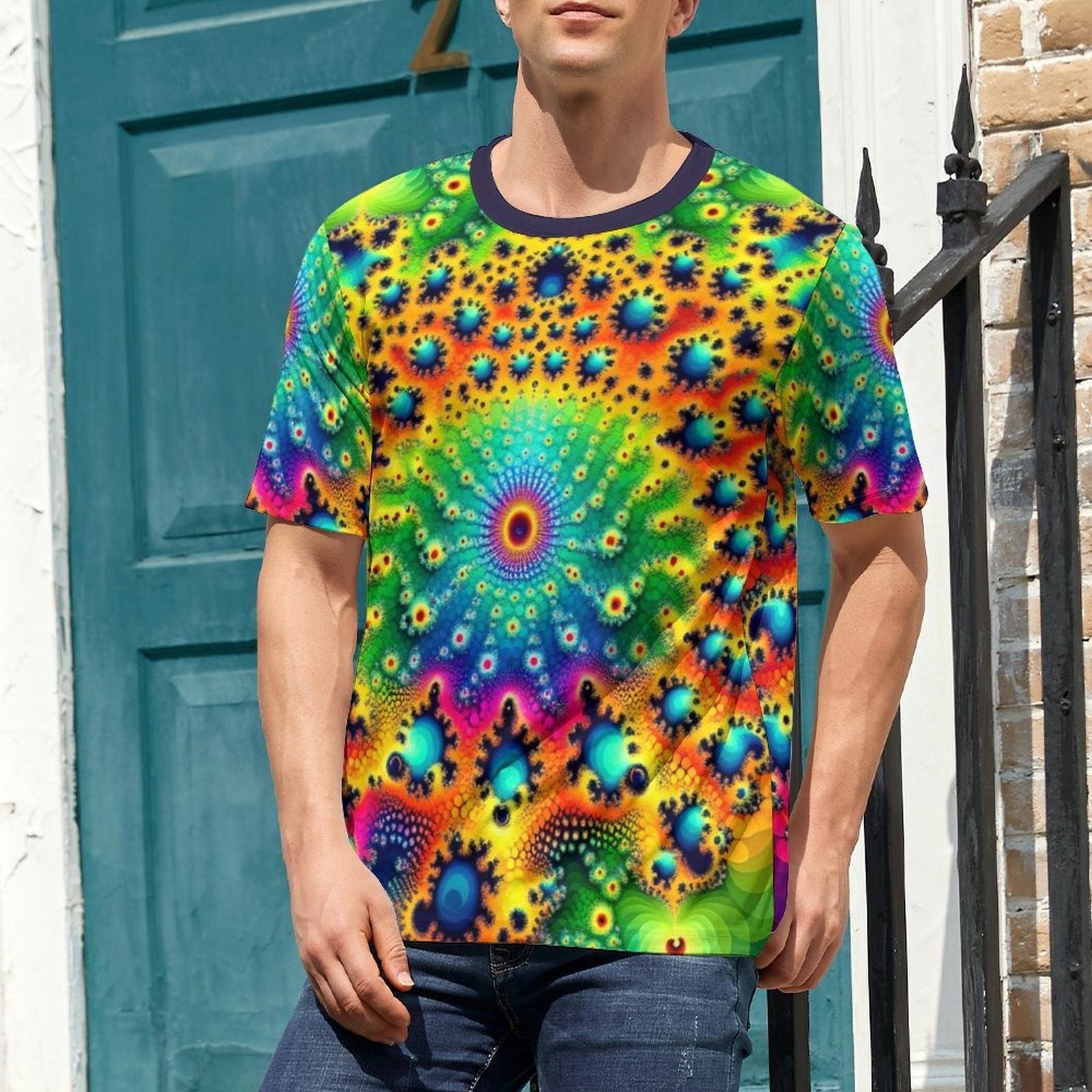 hippieartzone - Men's Trippy Fractal Shirt for Sale by Swaggy Shirts on Etsy, Mandekgrot Shirt, Psychedelic Art T-Shirt, Festival Clothing, Gifts for Father