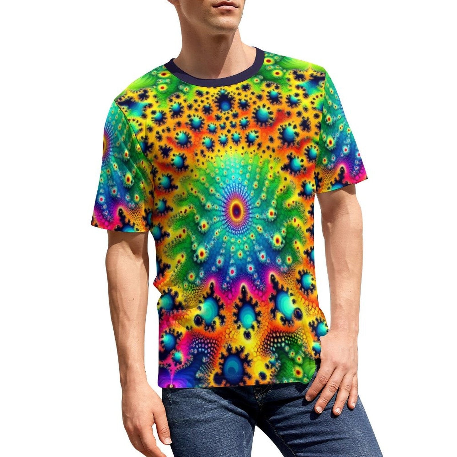 hippieartzone - Men's Trippy Fractal Shirt for Sale by Swaggy Shirts on Etsy, Mandekgrot Shirt, Psychedelic Art T-Shirt, Festival Clothing, Gifts for Father