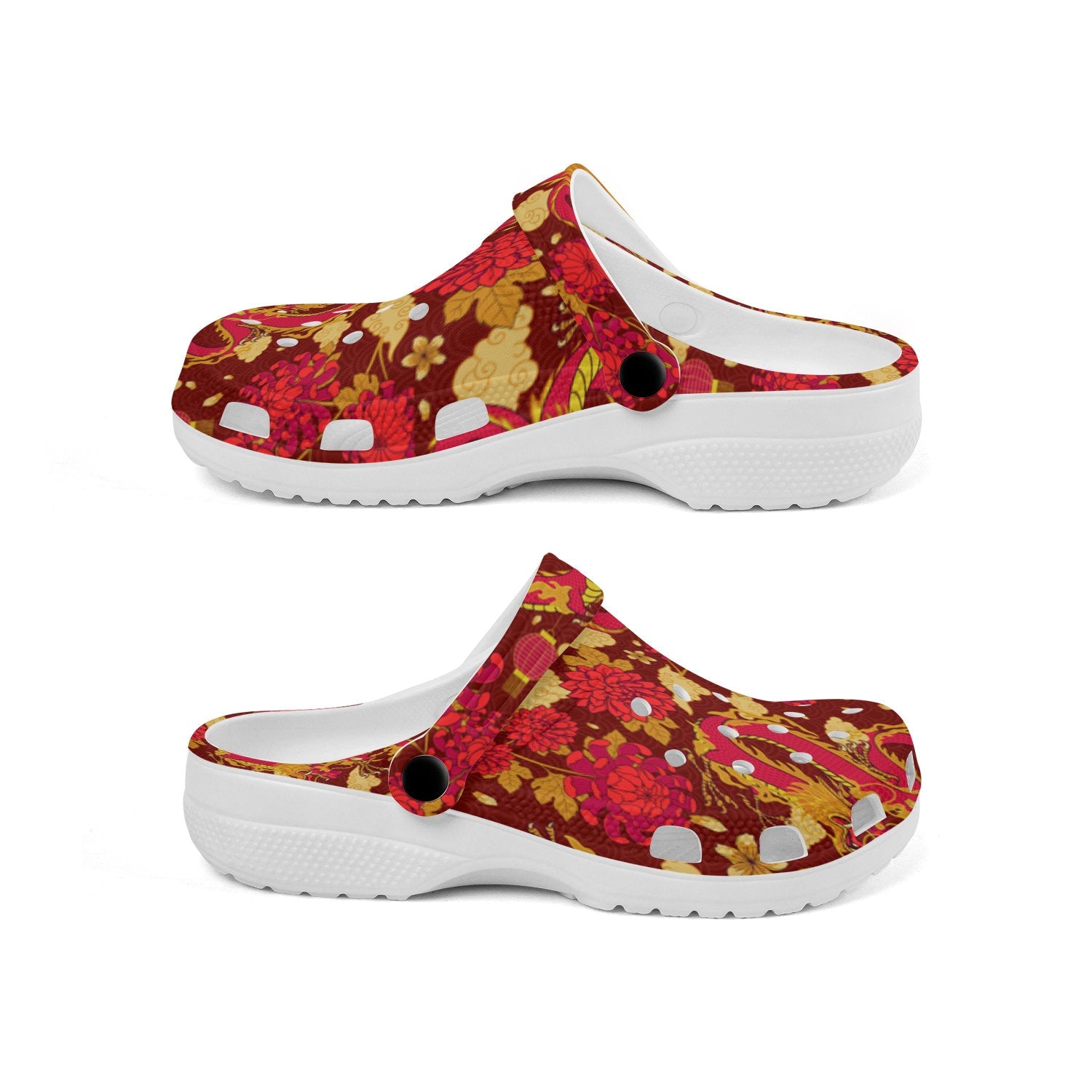 hippieartzone - Asian Red Dragon Unisex Classic Clogs for Men and Women 