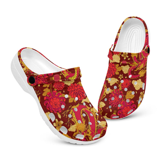 hippieartzone - Asian Red Dragon Unisex Classic Clogs for Men and Women 