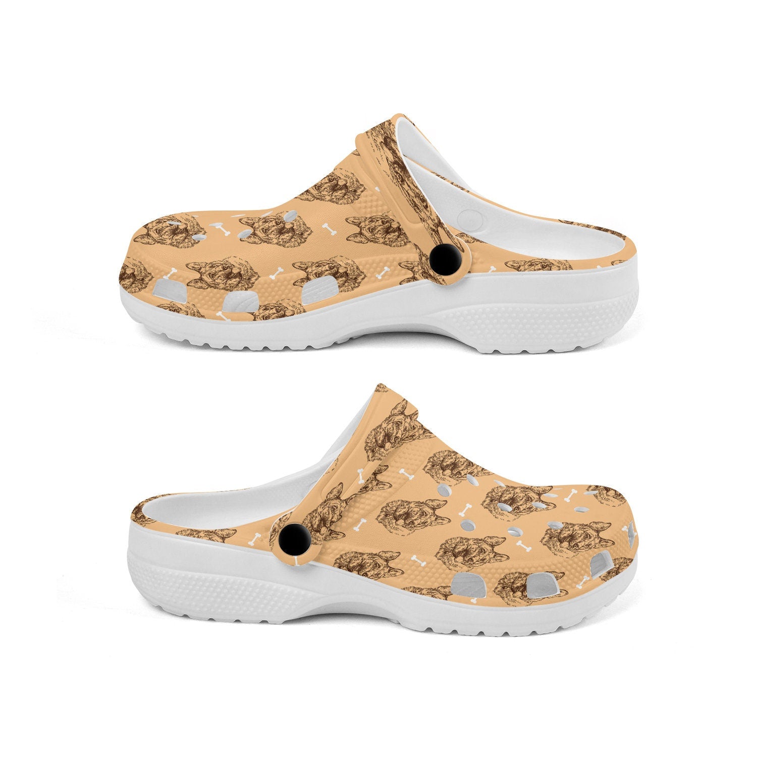 hippieartzone - Brown German Shepherd Clogs for Men and Women 