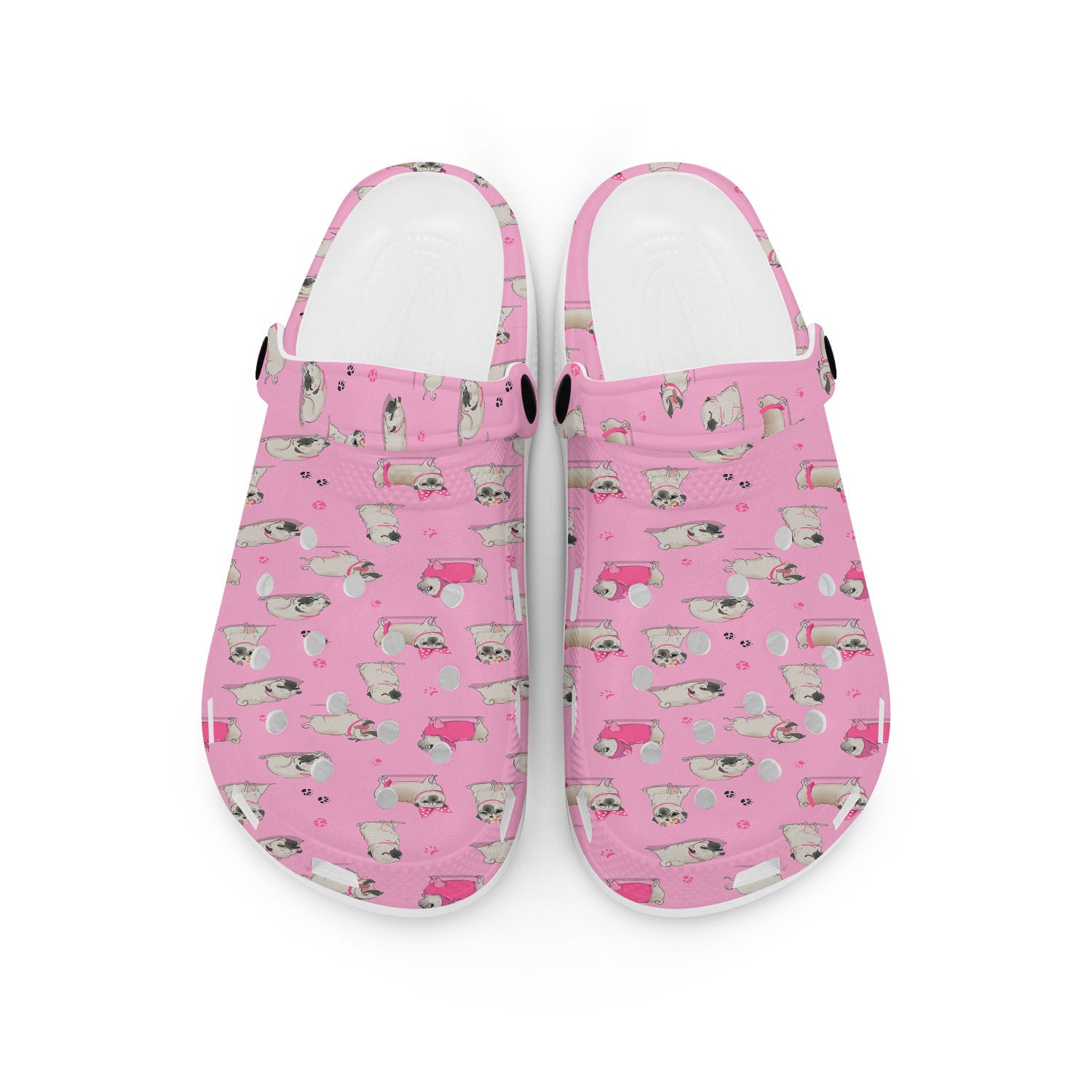 hippieartzone - Cute Pug Pink Clogs for Men and Women 