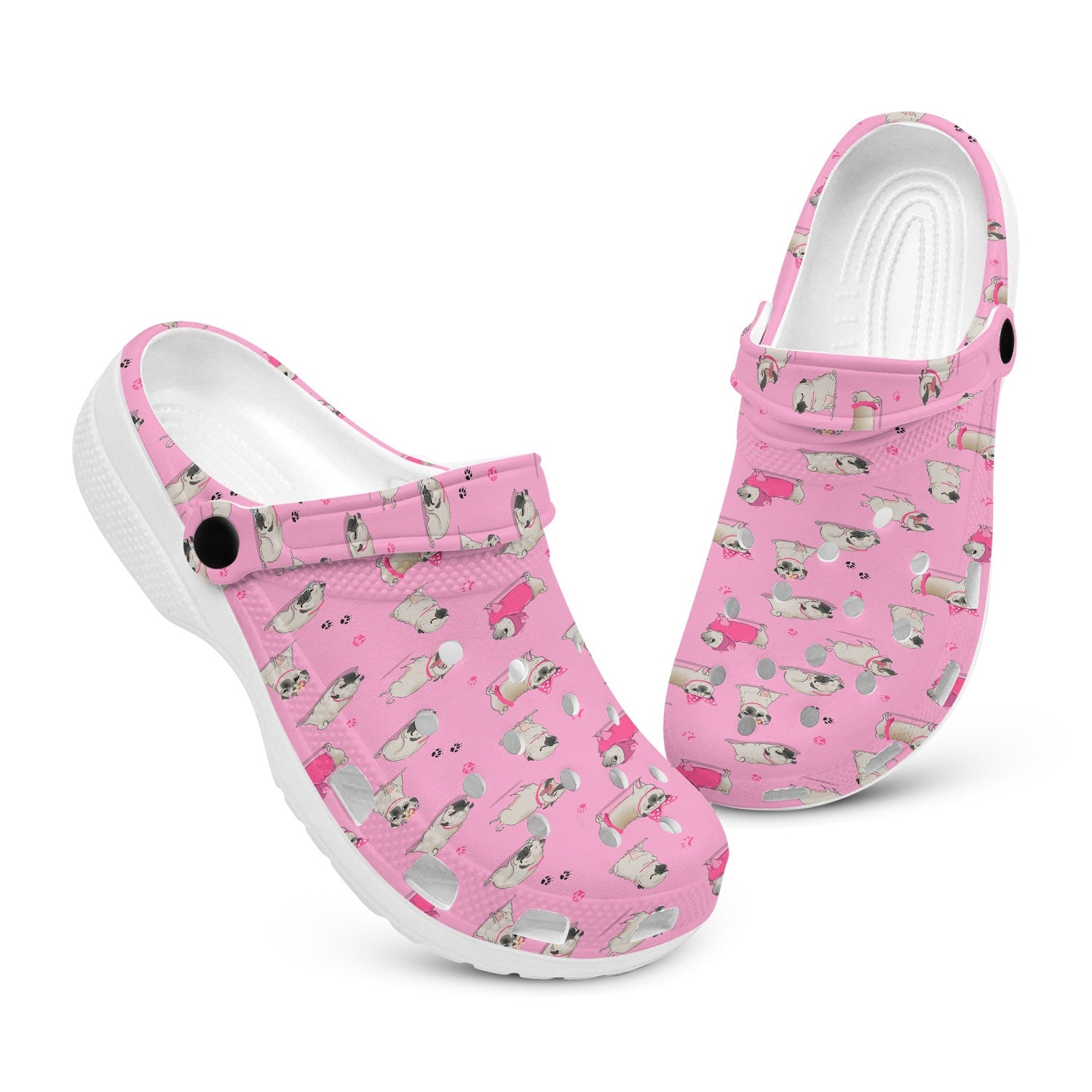 hippieartzone - Cute Pug Pink Clogs for Men and Women 