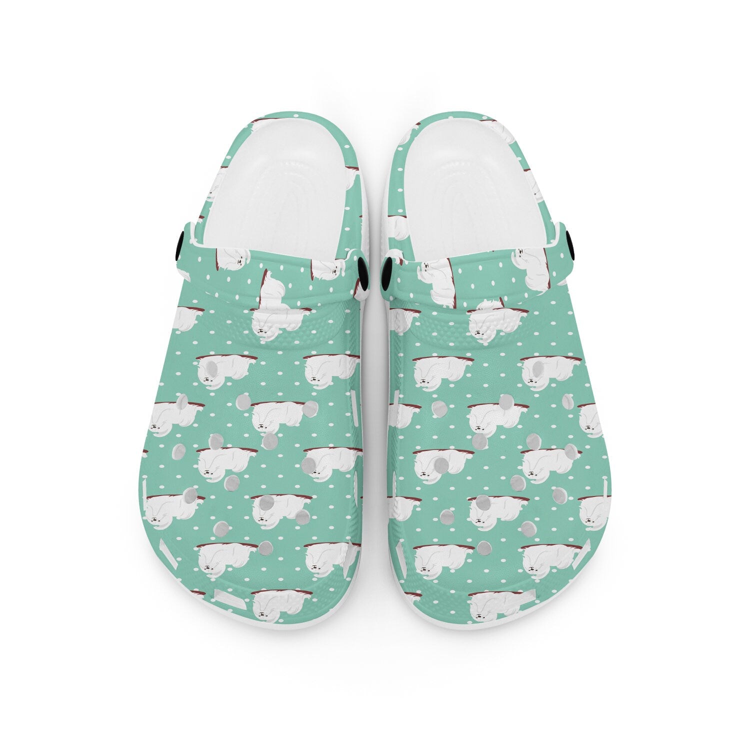 hippieartzone - Polka Maltese Dog Clogs for Men and Women 