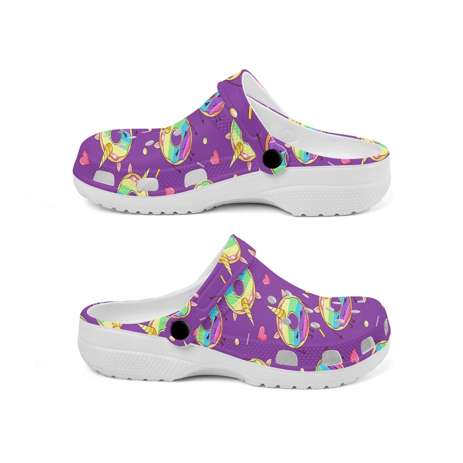 hippieartzone - Purple Unicorn Donut Clogs for Men and Women 