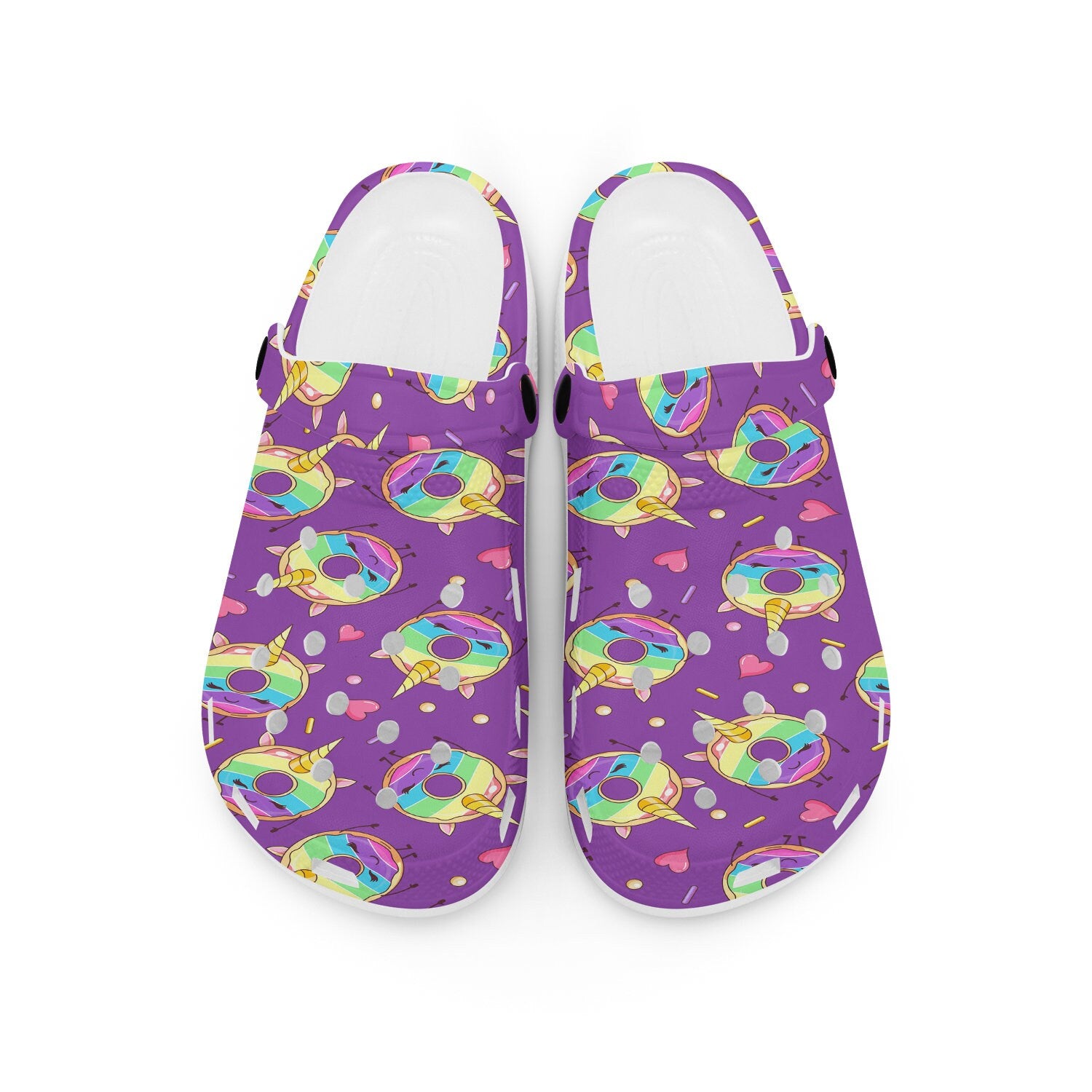 hippieartzone - Purple Unicorn Donut Clogs for Men and Women 