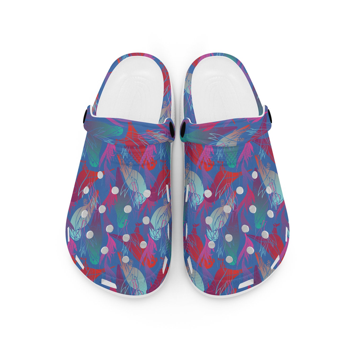 hippieartzone - Abstract Parrot Blue Clogs for Men and Women 