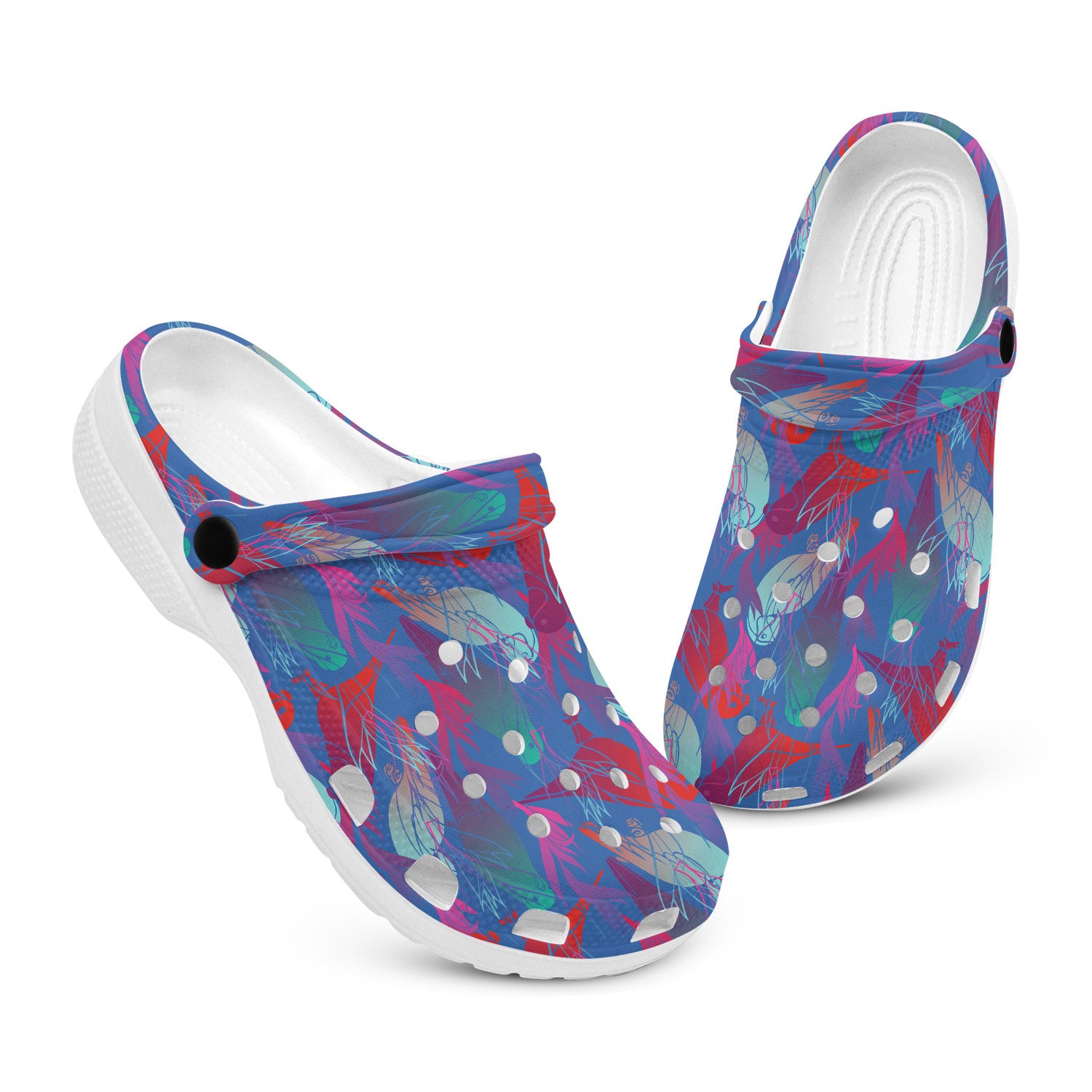hippieartzone - Abstract Parrot Blue Clogs for Men and Women 