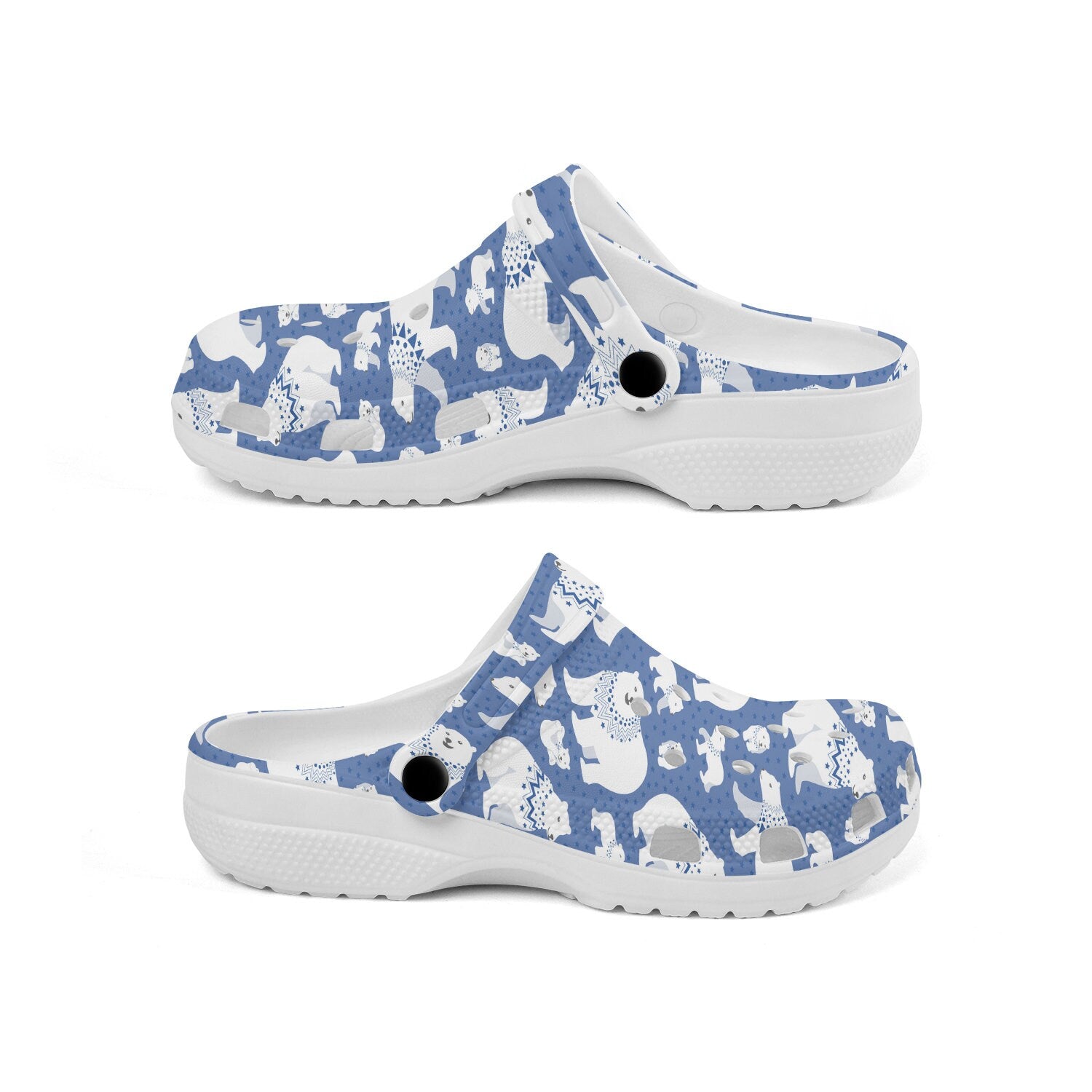 hippieartzone - Blue Stars Polar Bear Clogs for Men and Women 