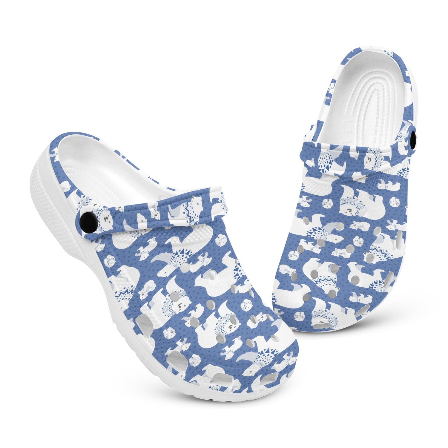 hippieartzone - Blue Stars Polar Bear Clogs for Men and Women 