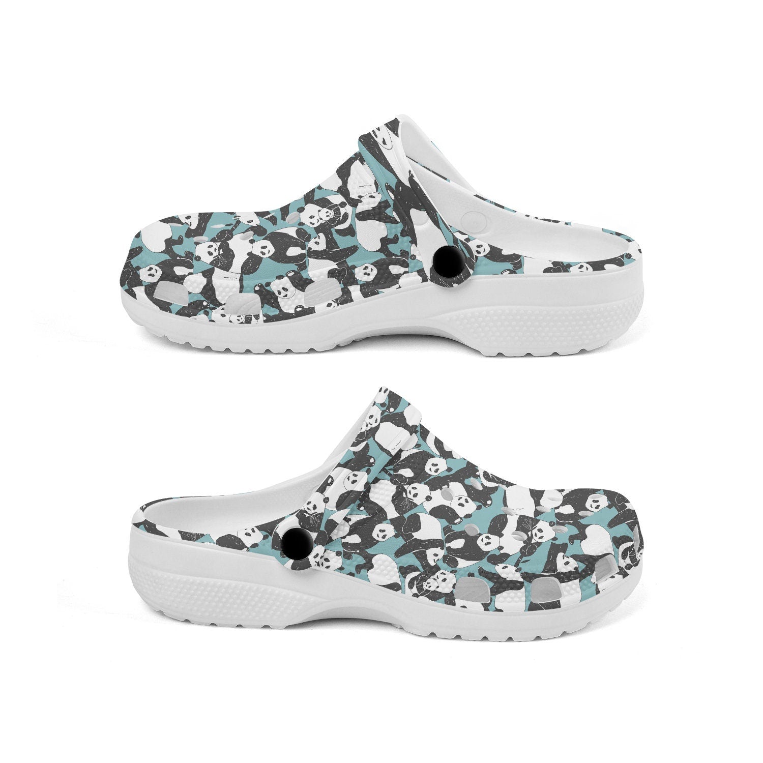 hippieartzone - Blue Panda Bear Clogs for Men and Women 