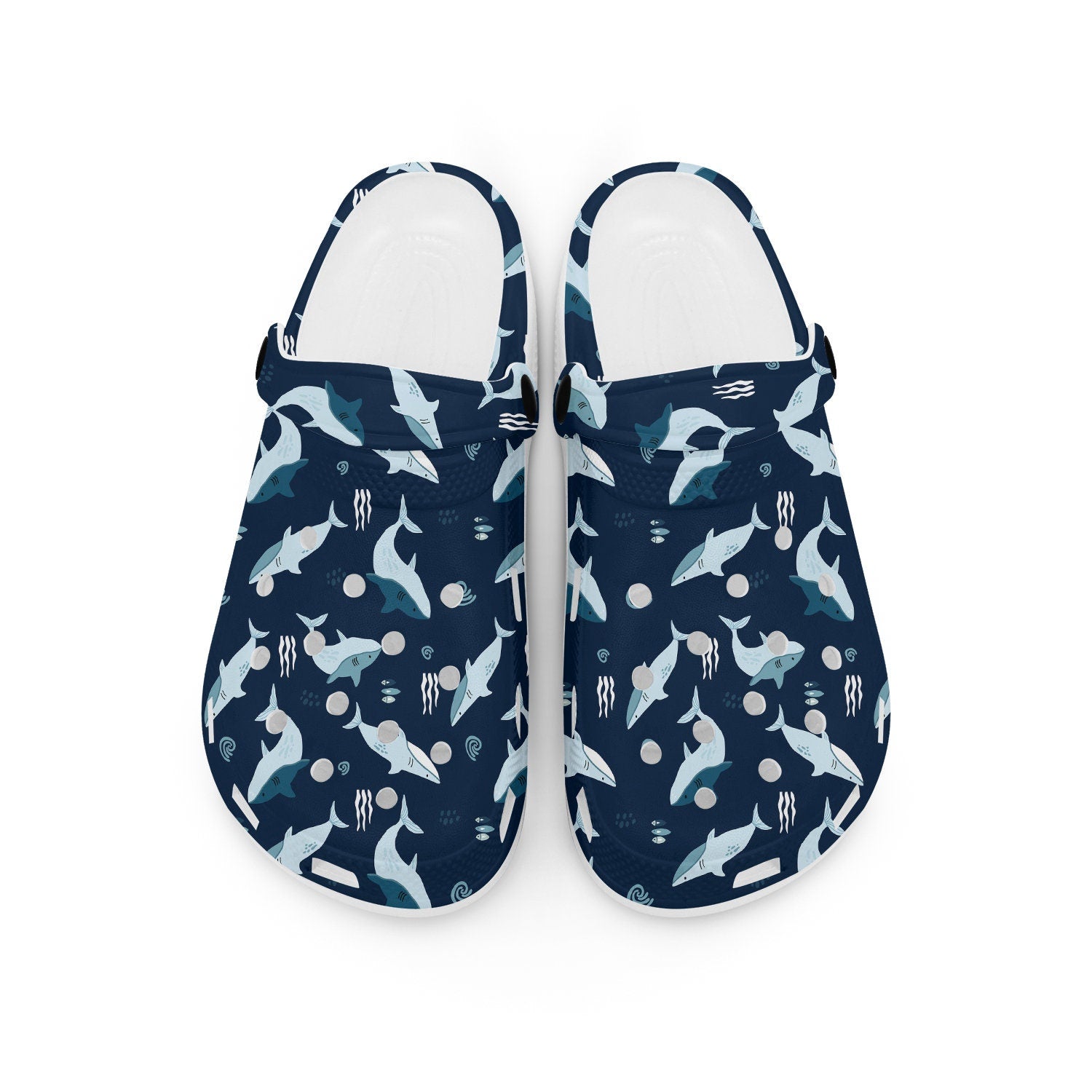 hippieartzone - Blue Shark Clogs for Men and Women 