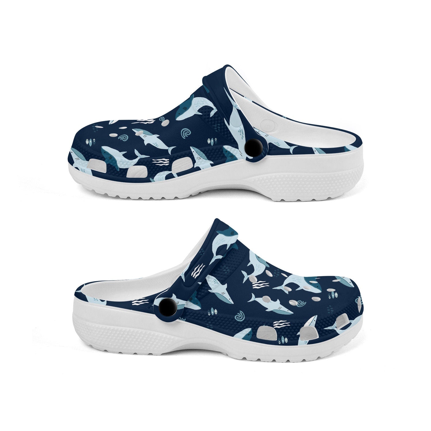 hippieartzone - Blue Shark Clogs for Men and Women 