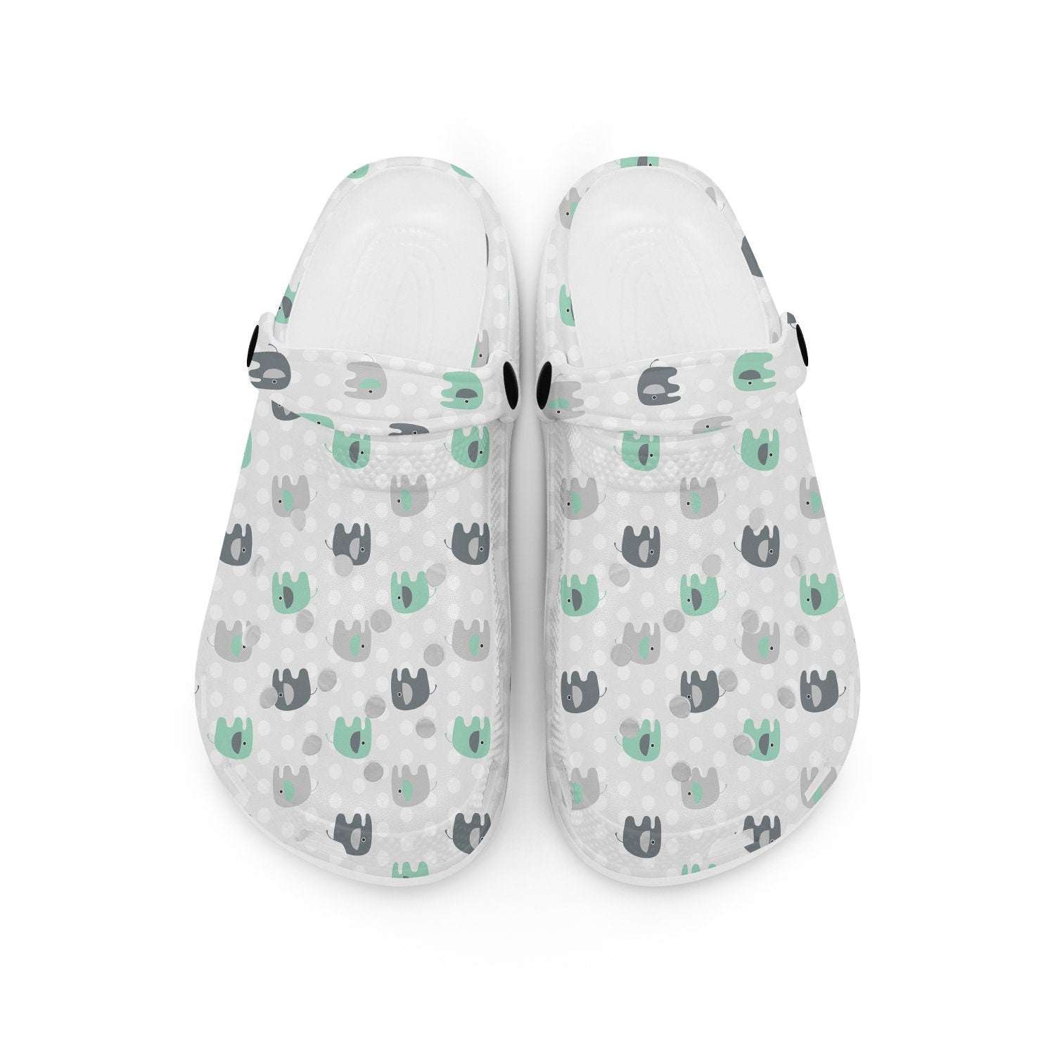 hippieartzone - Elephant Polka Clogs for Men and Women 