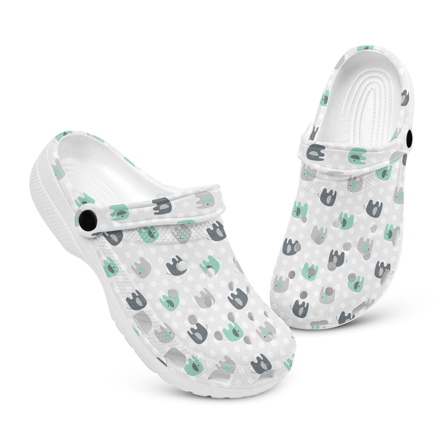 hippieartzone - Elephant Polka Clogs for Men and Women 
