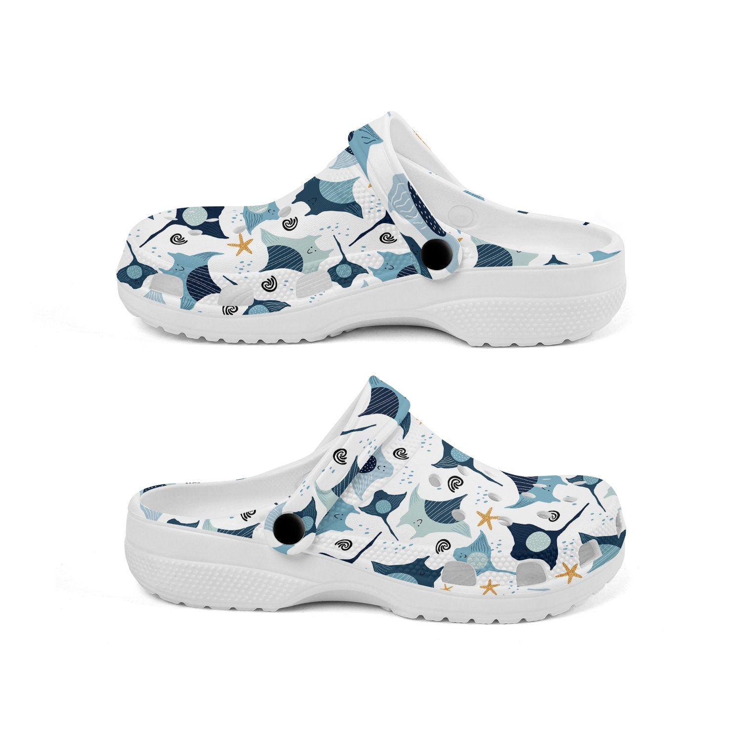 hippieartzone - Manta Ray and Starfish Clogs for Men and Women 