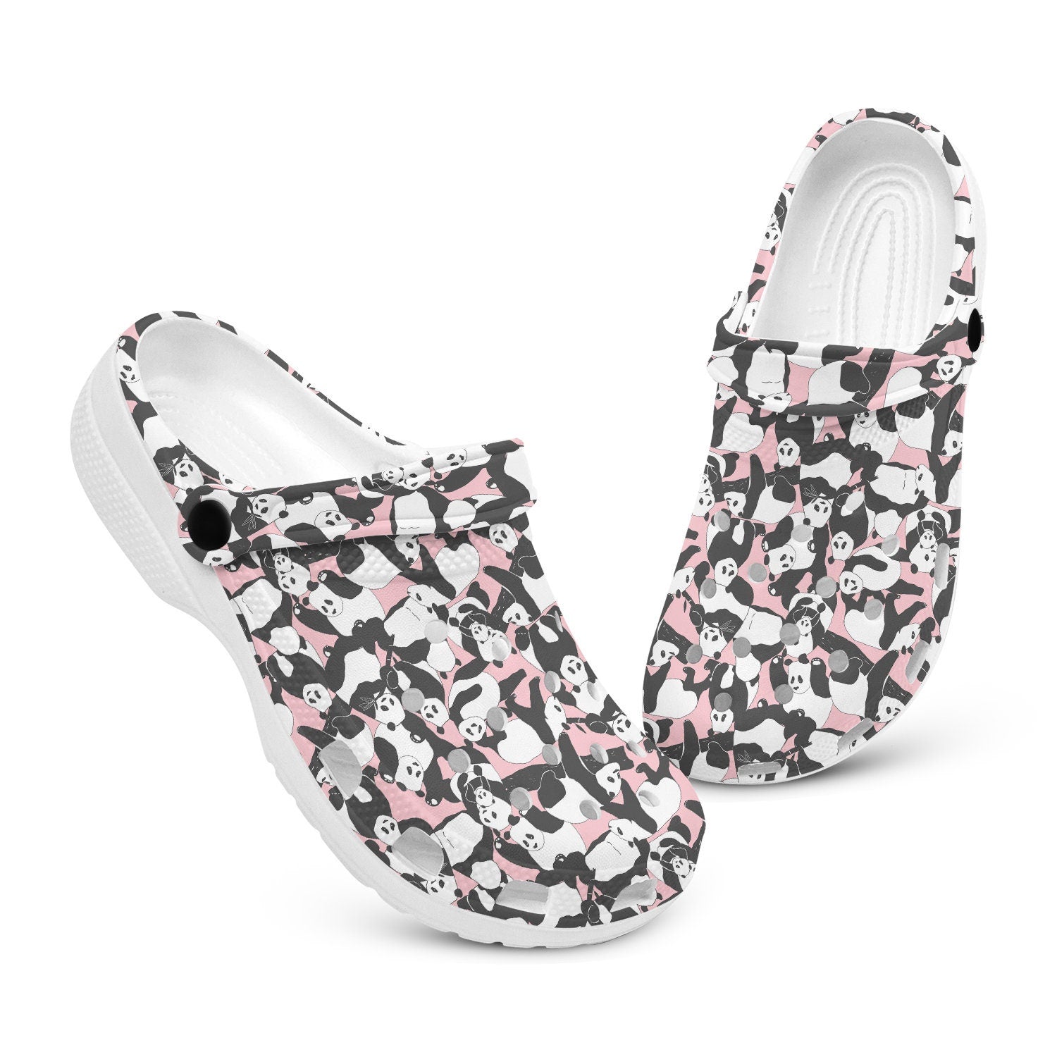 hippieartzone - Pink Panda Bear Clogs for Men and Women 
