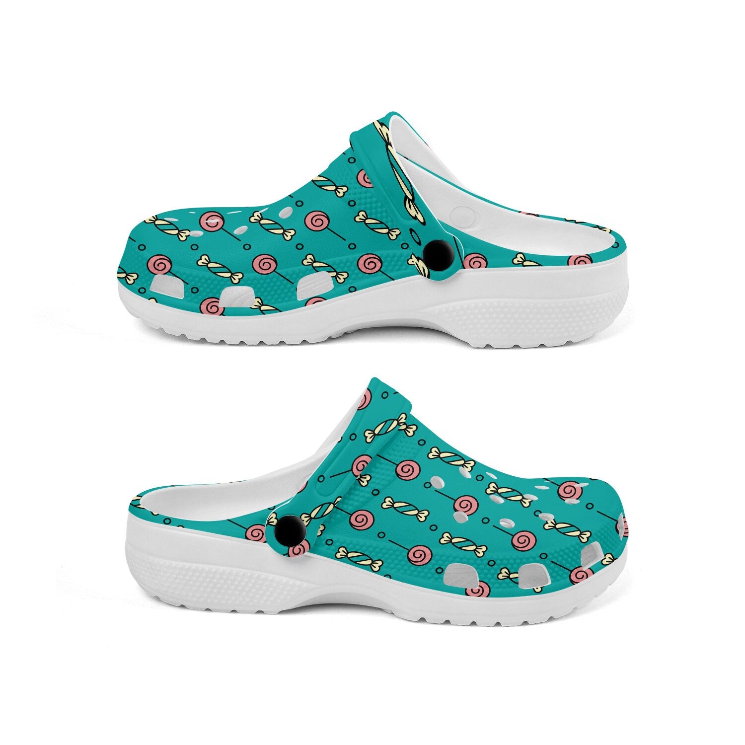 hippieartzone - Teal Lollipops and Candy Clogs for Men and Women 