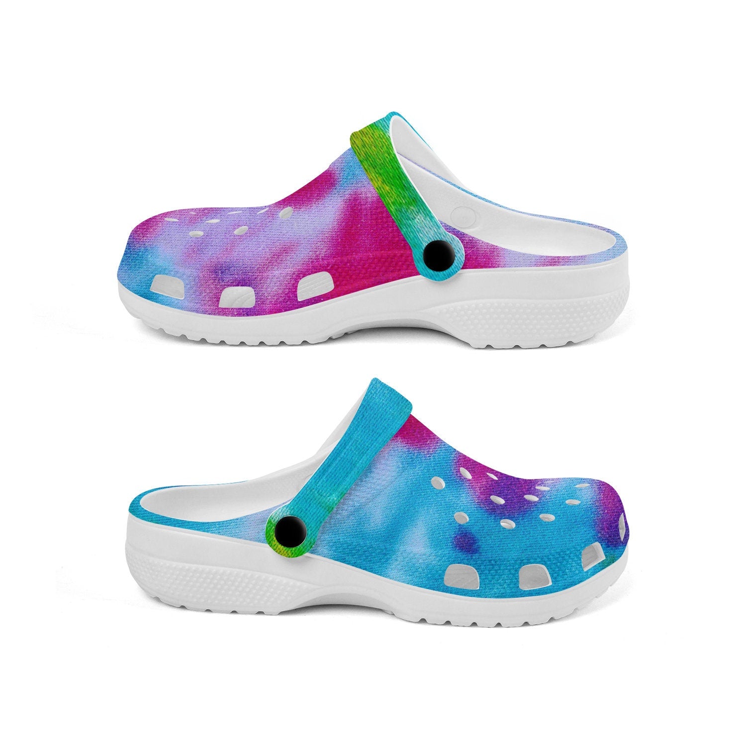 hippieartzone - Blue and Purple Tie Dye Clogs for Men and Women 