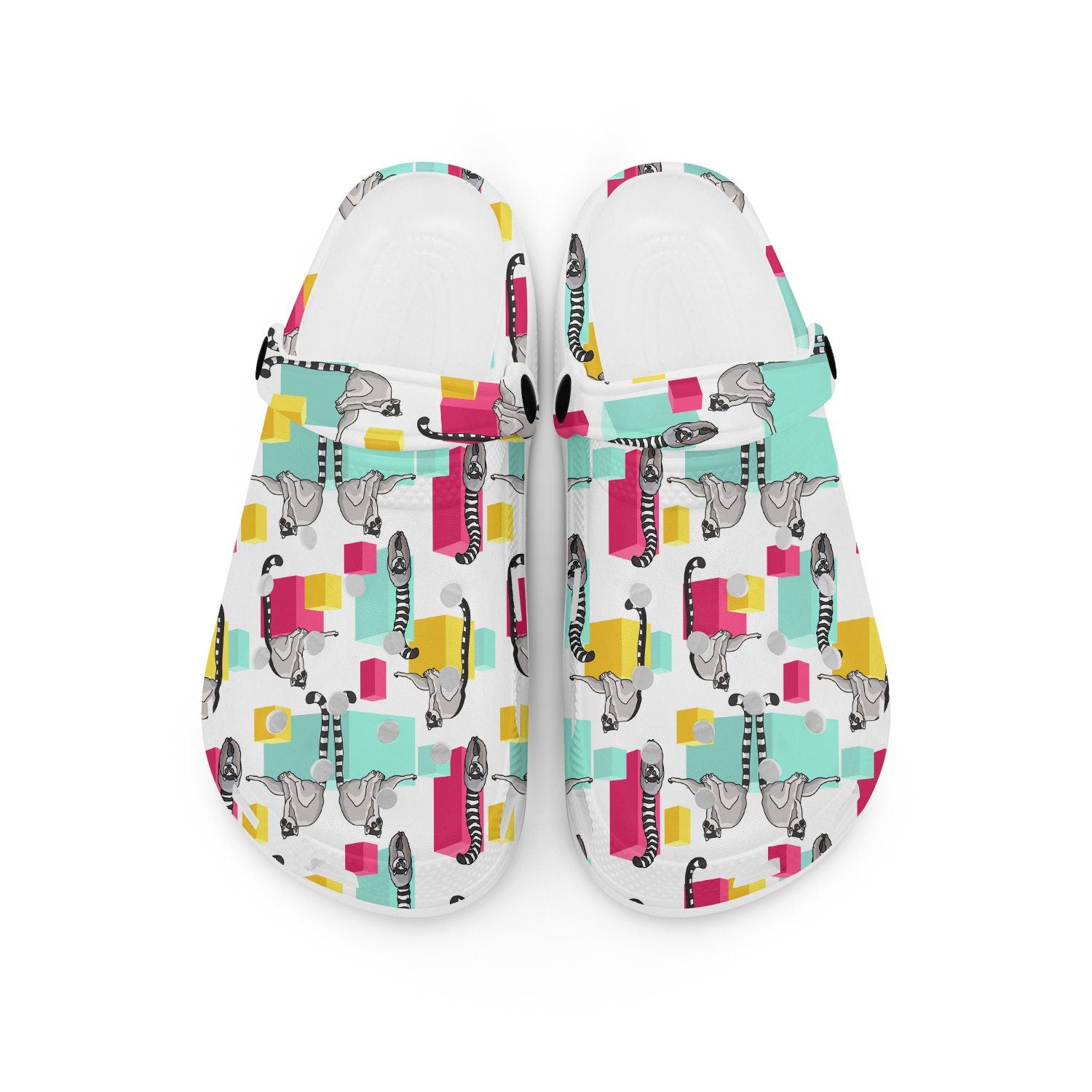 hippieartzone - Boxes Lemur Abstract Clogs for Men and Women 