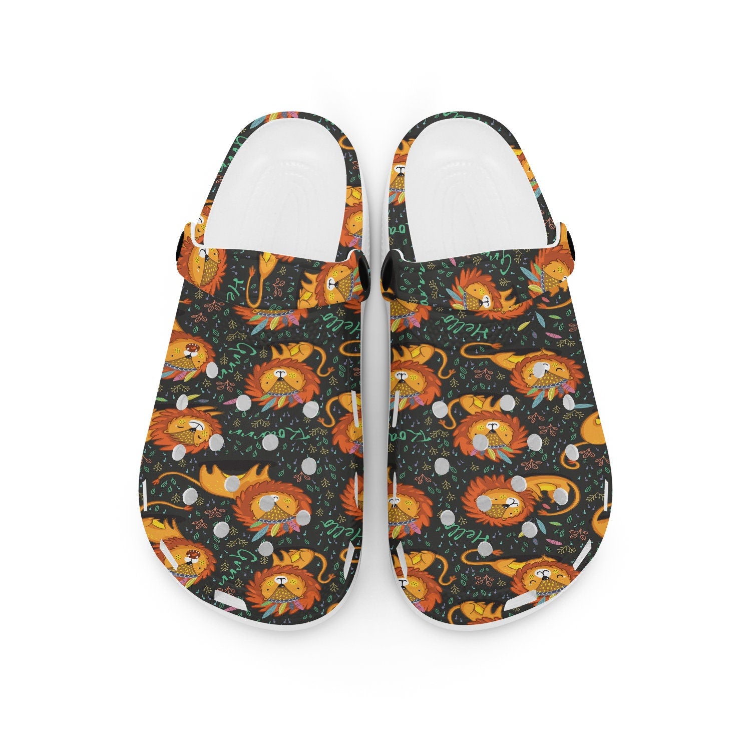 hippieartzone - Funny Lion Animal Clogs for Men and Women