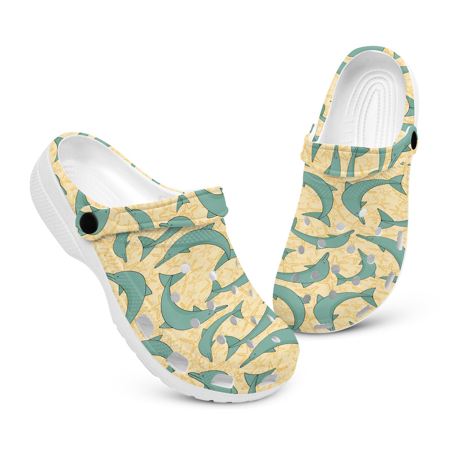hippieartzone - Green Dolphin Animal Clogs for Men and Women