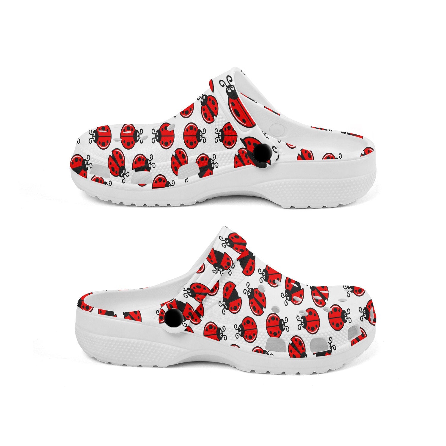 hippieartzone - Ladybug White Insect Clogs for Men and Women