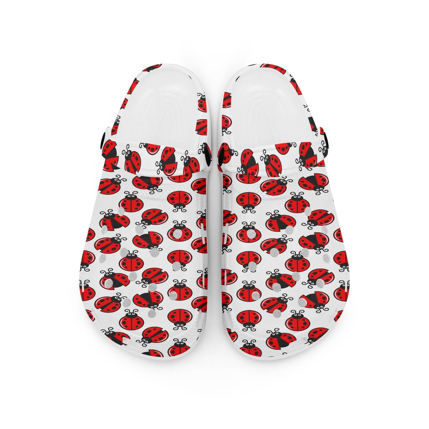 hippieartzone - Ladybug White Insect Clogs for Men and Women