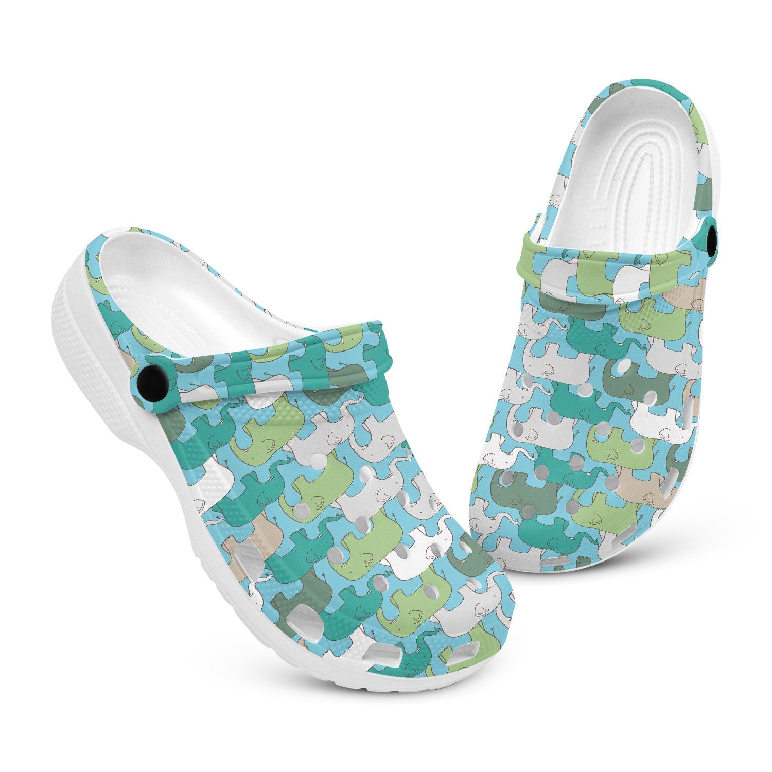 hippieartzone - Line Elephant Clogs for Men and Women