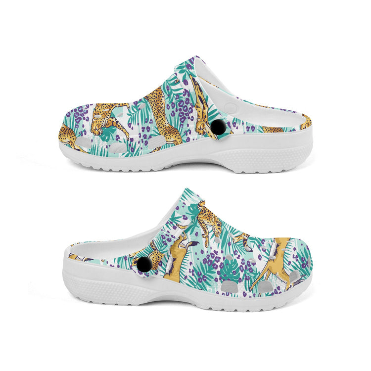 hippieartzone - Palm Leaves Cheetah Clogs for Men and Women